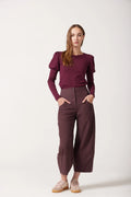 Sloan Barrel Leg Pants - Burgundy