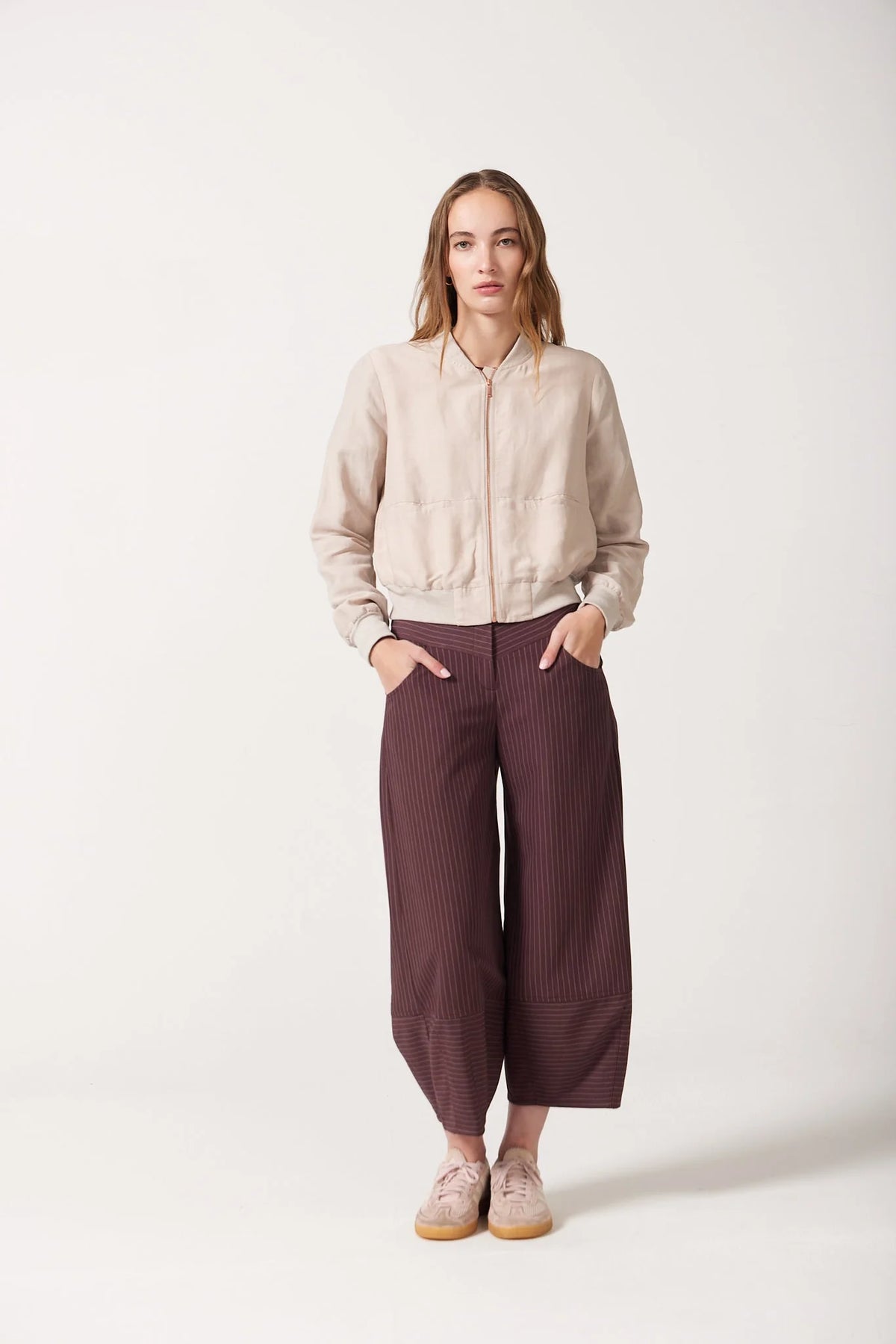 Sloan Barrel Leg Pants - Burgundy